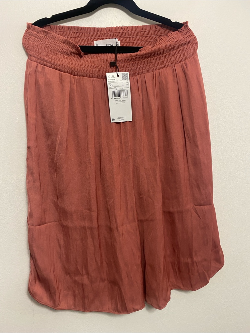 Mango Rose-Terracotta Smocked-Waist Bermuda Shorts